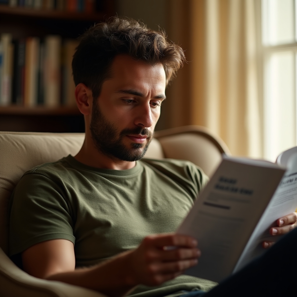 Persoană care citește un ghid de orientare profesională