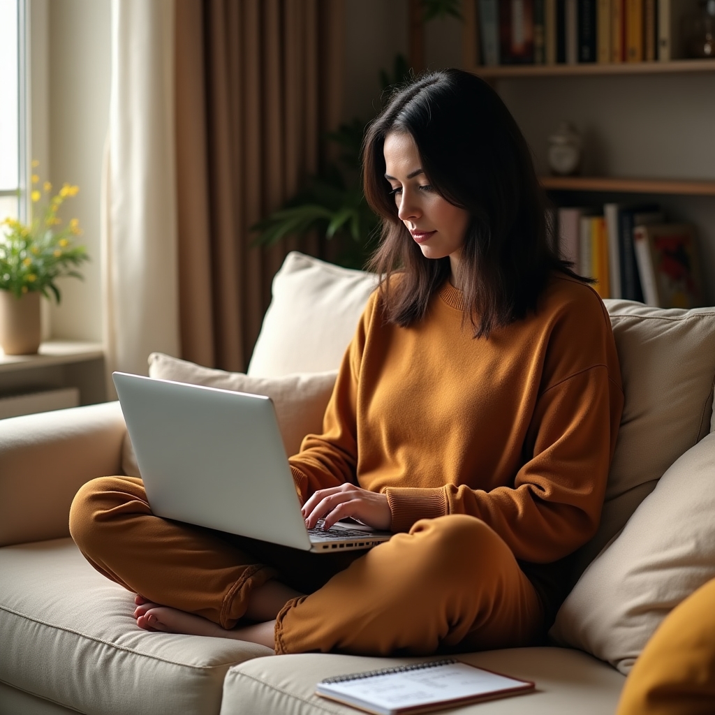 Persoană care cercetează opțiuni de carieră pe laptop